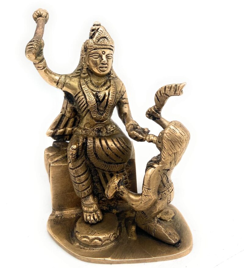 South Indian Arts Brass Bagalamukhi | Baglamukhi MATA Brass Idol/Bagla Devi Brass Idol | Brass Idol Bagalmukhi Devi Or Pitambari MATA,Gold, 12Cm, 1 Piece