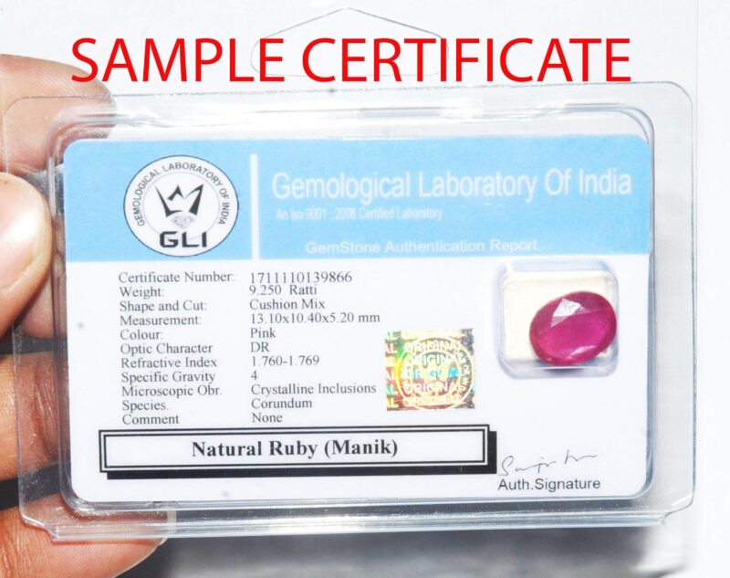 Original Natural Manik/Ruby 7.25 Ratti Certified Loose Gemstone Rashi Ratna by S Kumar Gems & Jewels