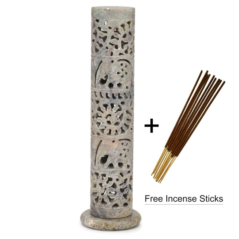 KC KULLICRAFT Marble Incense Stick Holder (10.5 inch, Beige)(Cylindrical)