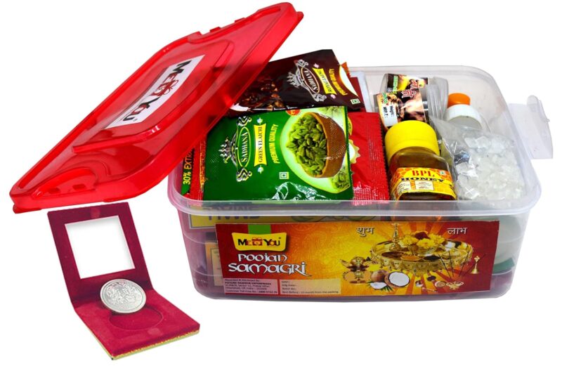 ME & YOU Pooja Kit with 25 Pooja Items - Pooja Items for Navratri Special, Ganesh Chauth, Garh Parvesh | Hawan Samagri, Housewarming Pooja | Festival Pooja Kit with All Ingredients & Silver Coin