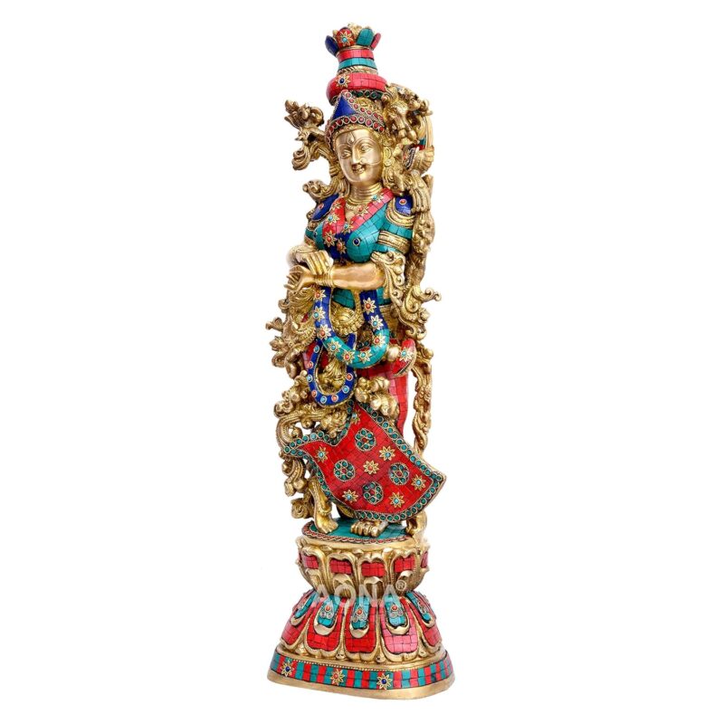 AONA Brass Pair of Big Size Radha Krishna Idol (Red, 29 x 9 x 6 Inches)