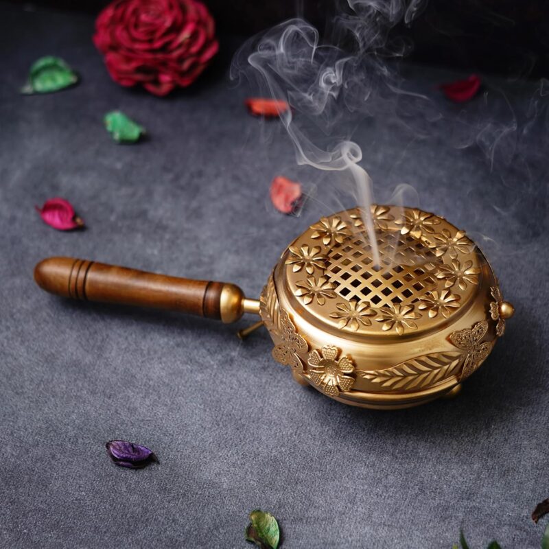 Webelkart Metal Incense Burner Butterfly Loban Dani Dhoop Dani,Sambrani Holder Aarti Metal Loban Dhoop Dani/Dhoop Dani Burner for Home Office Temple Puja - Dhoop Stand