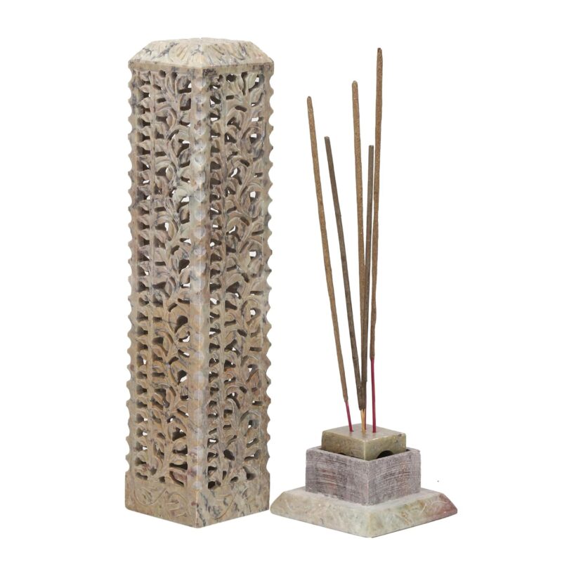 KC KULLICRAFT Marble Floral Handcrafted Incense Holder Aggarbatti Stand with Free 6 Sticks Lavender Fragrance