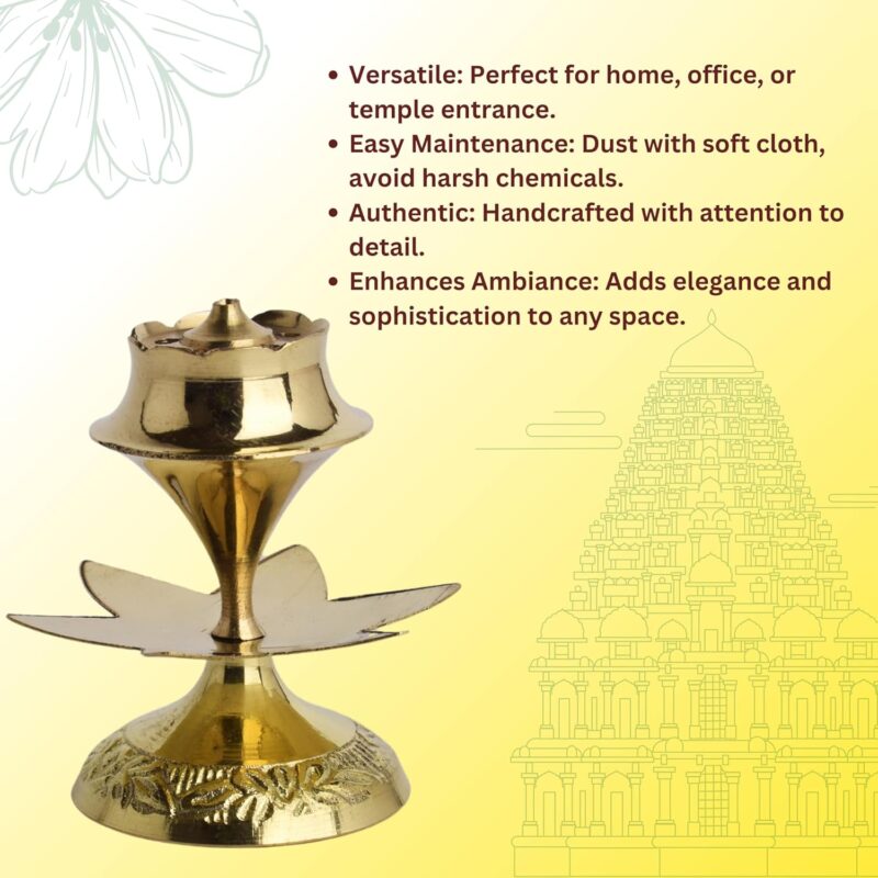 POSHIFY Brass Agarbati Stand: Traditional Indian Incense Stick Holder for Puja Room, Home Decor