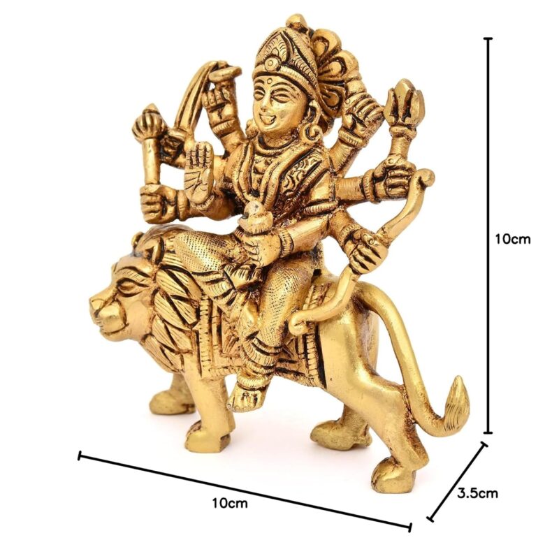 AargKraft™ Brass Maa Durga MATA Rani Idol, Jagdamba Statue, moorti, murti for Home Mandir and Home Decor Size 4 Inch