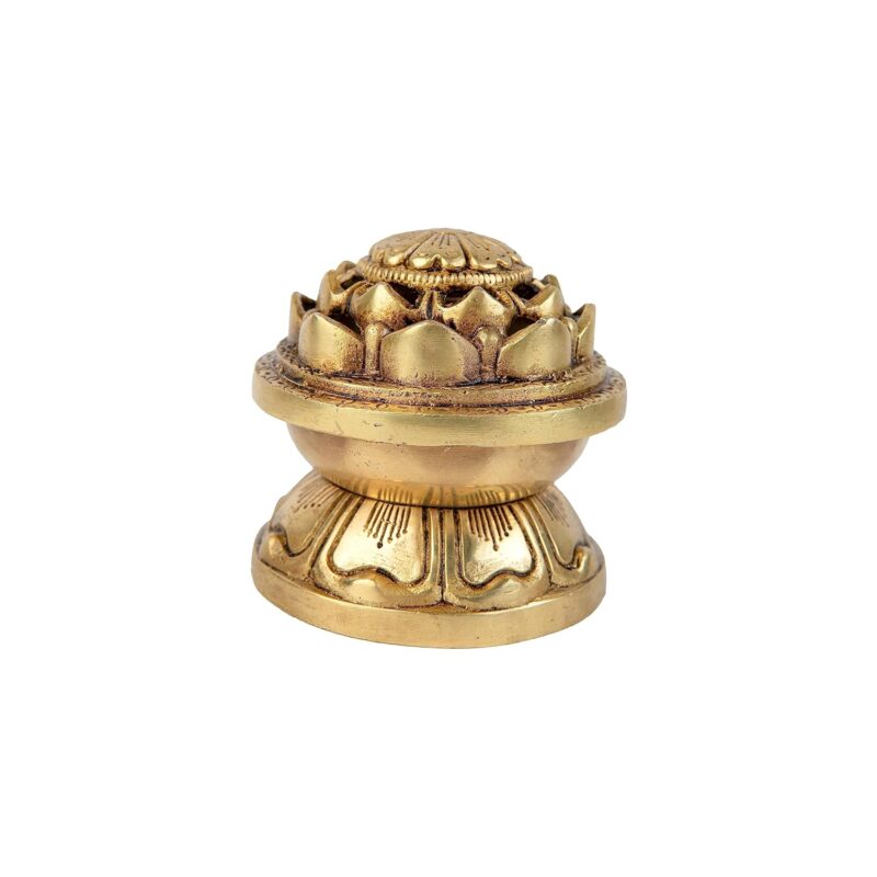 Jaszz Art Brass Antique Design Dhoop Dani Pot | Loban Burner |Bakhoor Holder | Dhoop Batti Stand | Pooja Items | Incense Holder Burner for Home Office Living Pooja Puja Room