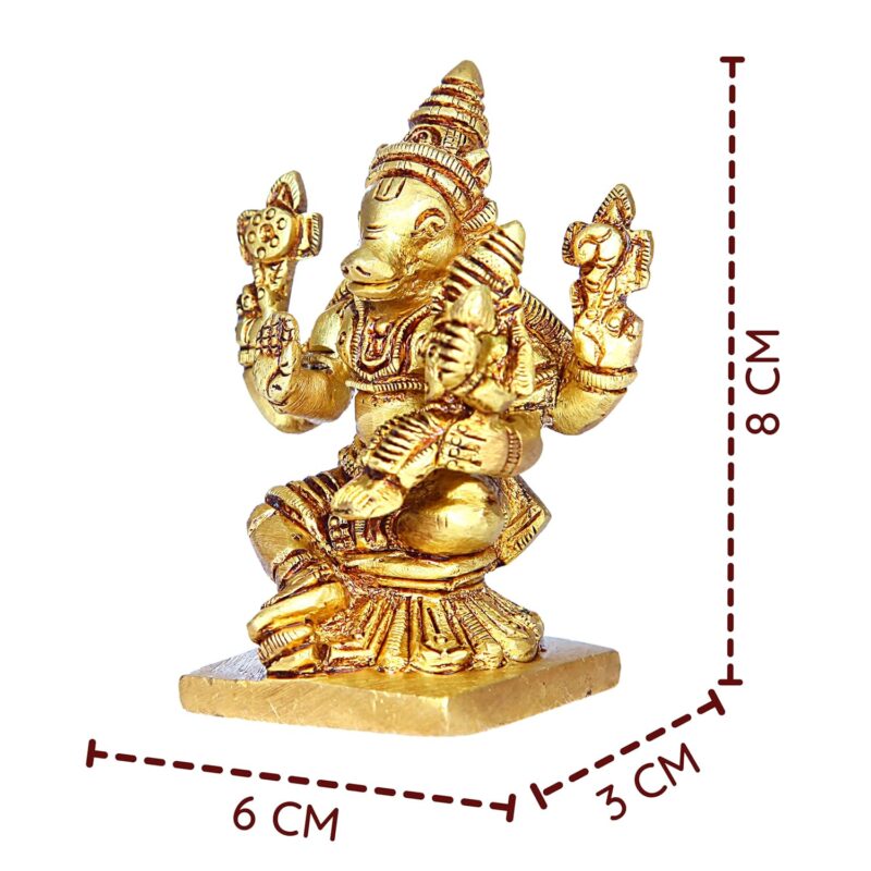 Anciently Hayagreeva Idol Brass | Hayagriva Idol Brass | Lakshmi Hayagreevar Statue Brass, 8cm Height, Gold Colour - (1 Piece)