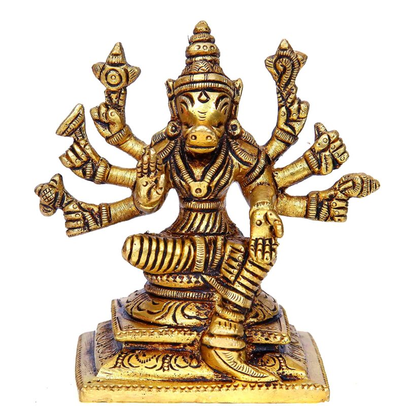 Varagi Amman 8 Handed Brass Idol Size 2.5 Inch Pure Brass Idol