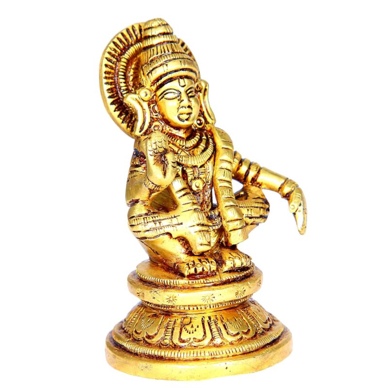 anciently Lord Ayyappa Idol | Ayyappa God Idol | Lord Ayyappa Brass Idol | Ayyappa Swamy Idol Metal | Ayyappa Idol Brass, 9 CM Height, Gold Colour 1 Piece