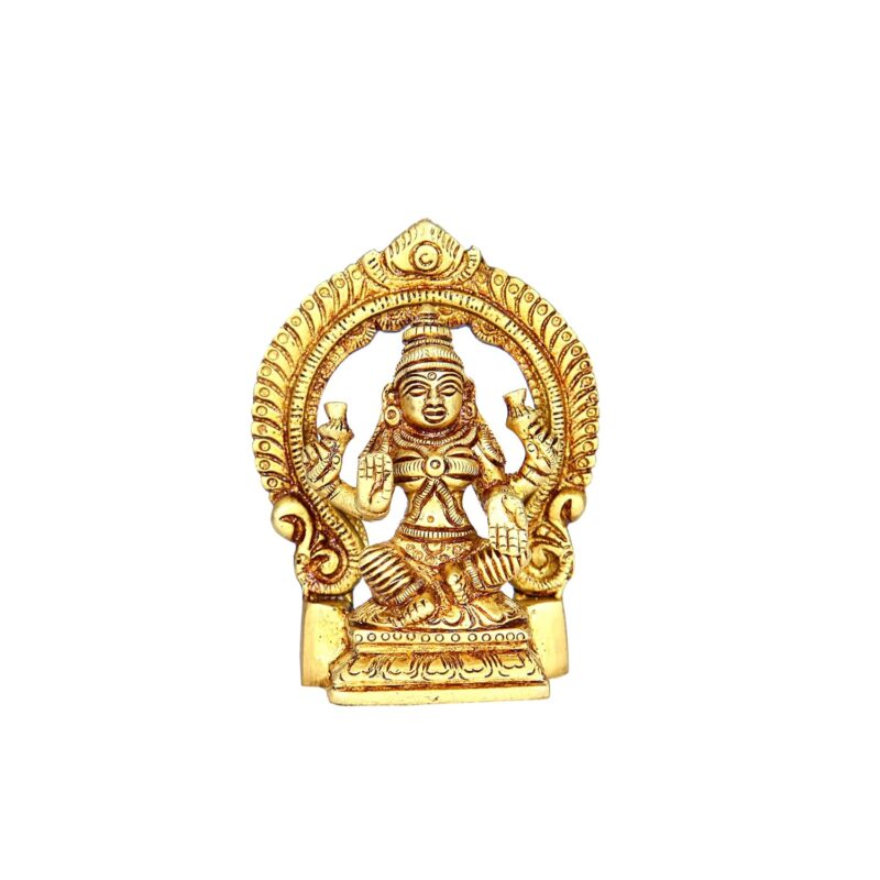 Aalayam Selveer Laxmi Devi Brass Idol with Arch Small | Lakshmi Devi Idol | Lakshmi Silai Brass 9 CM Height, Gold Colour 1 No