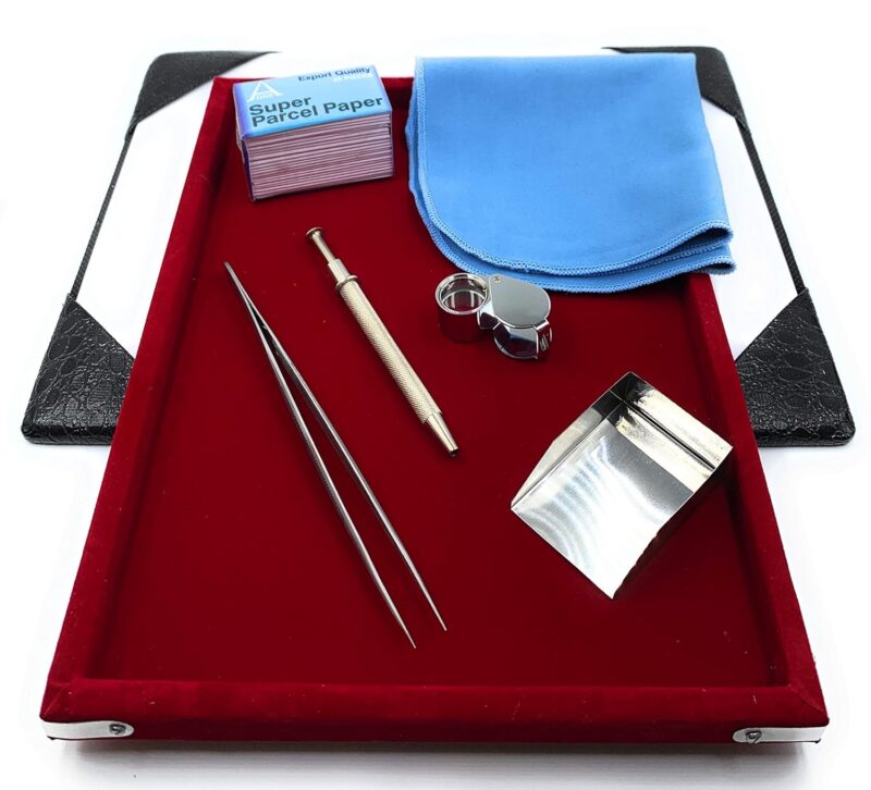 Aone Jewellers Diamond & Gemstone Sorting Kit for Diamonds/Gemstones/Precious & Semi Precious Stone Sorters & Graders, Jewellery Retailers/Manufacturers, Showroom, Boutiques, etc (Red Tray)