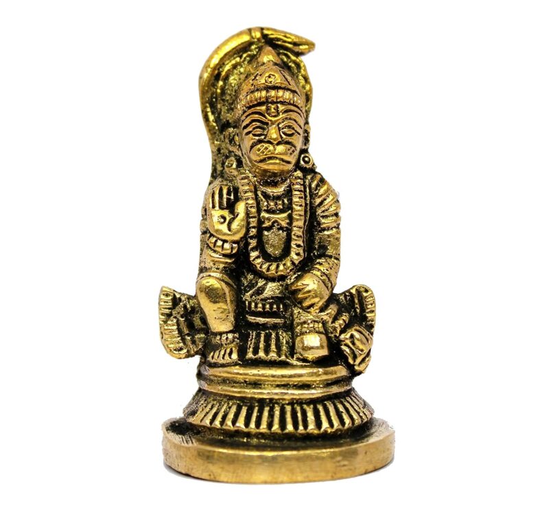 ESPLANADE Brass Hanuman Anjaneya Pavan Putra Bajrangbali Idol Murti Moorti Statue - Golden - 2.5" Inches (Small Size)