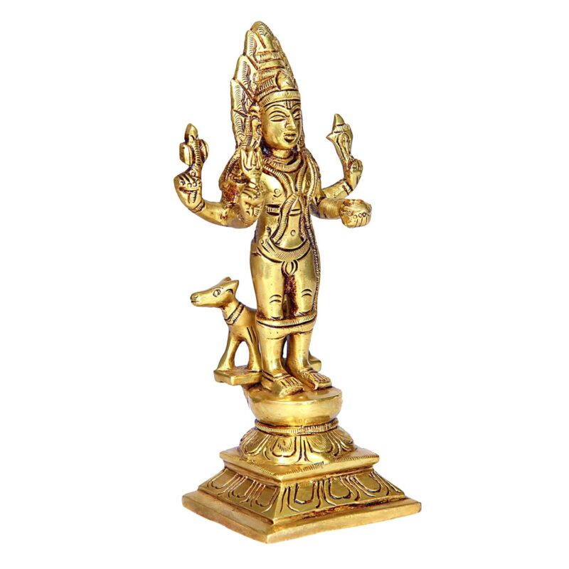 Anciently Brass Kala Bairava Idol, 16Cm, Height Gold (1 Piece)