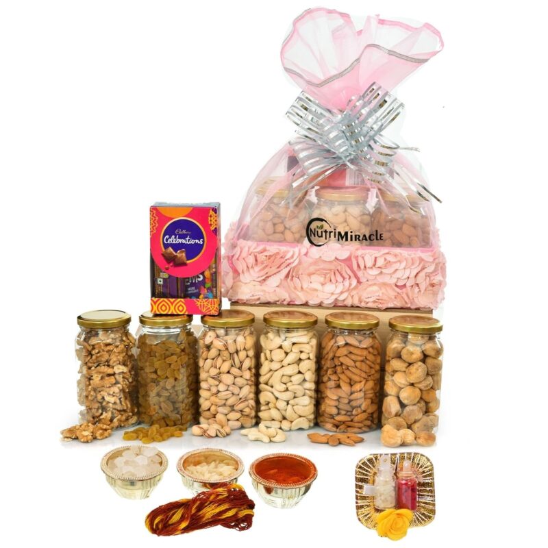 NUTRI MIRACLE Dry Fruits Gift Hamper for Bhaidooj | Dry Fruits Gift Pack Basket for Festive Gifting