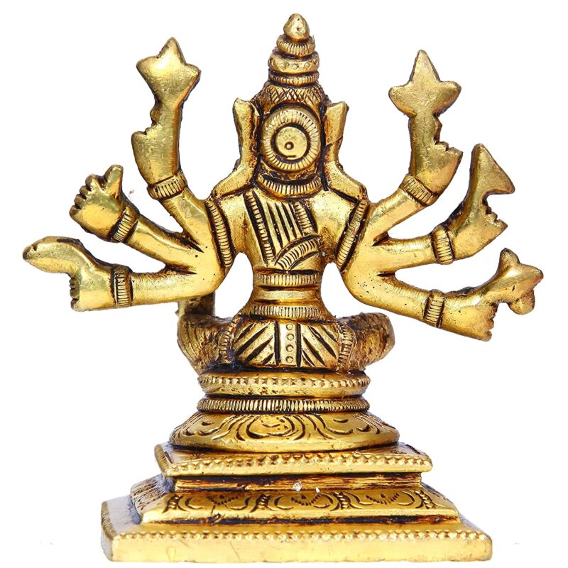 Varagi Amman 8 Handed Brass Idol Size 2.5 Inch Pure Brass Idol