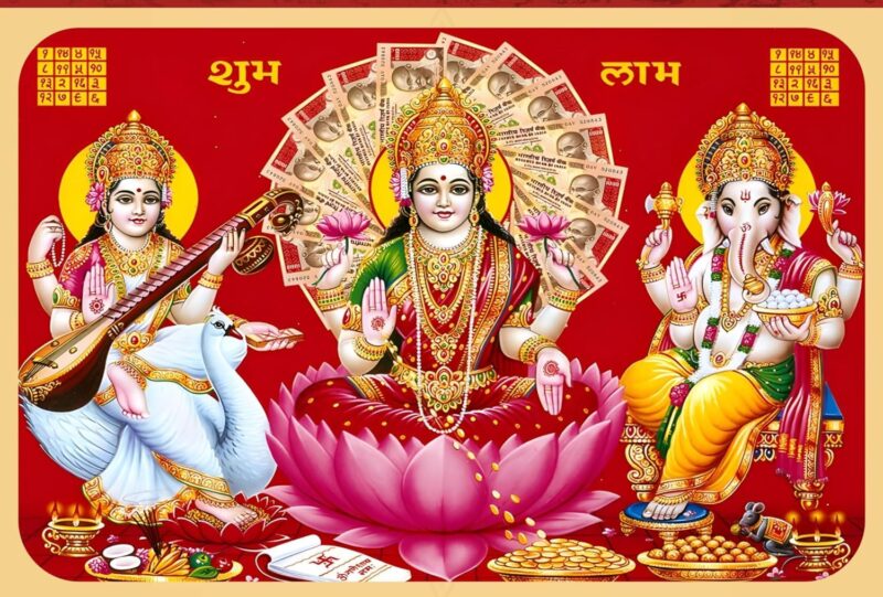 Diwali Puja Kit | Laxmi-Ganesh Pooja Kit with Poster | Dipawali Pujan Samagri for Home and Office Diwali Puja.