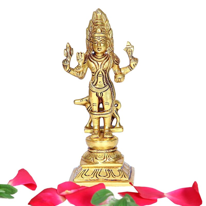 Anciently Brass Kala Bairava Idol, 16Cm, Height Gold (1 Piece)