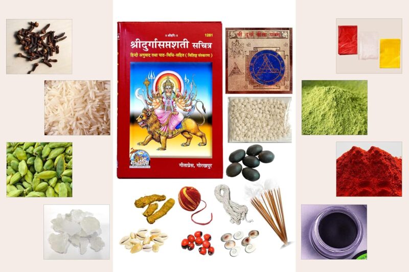 LE SHOPPING CART - Maa Durga Pooja Samagri Kit, Navratri Puja Samagri Kit, Navratri Puja Samagri Kit for Durga Pujan, 19 Items in This Packet