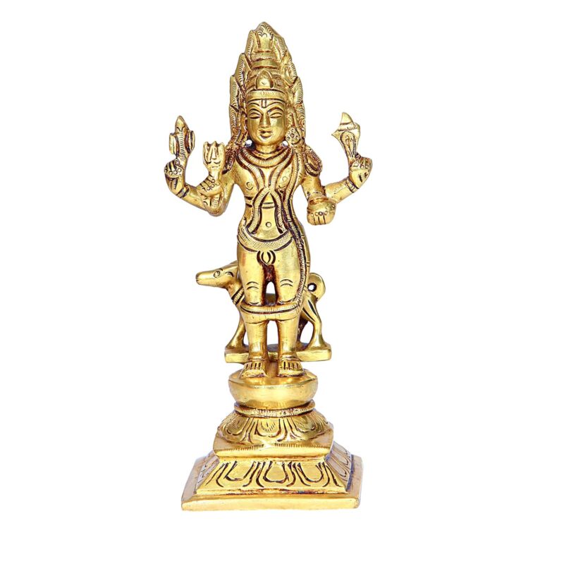 Anciently Brass Kala Bairava Idol, 16Cm, Height Gold (1 Piece)