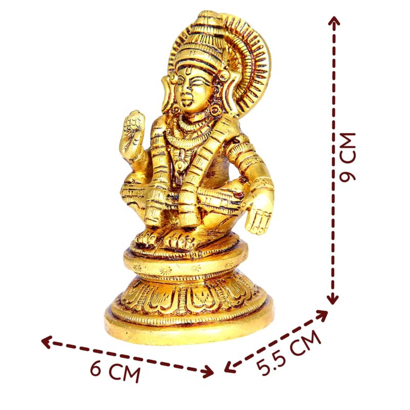 anciently Lord Ayyappa Idol | Ayyappa God Idol | Lord Ayyappa Brass Idol | Ayyappa Swamy Idol Metal | Ayyappa Idol Brass, 9 CM Height, Gold Colour 1 Piece