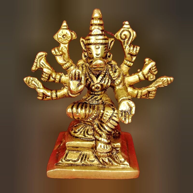 SKanda Decors Goddess Varahi Amman Idol, Pure Brass Antique Finish, 8 cm & 285 Grams, Ammavaru Varaha Devi Silai for Pooja Room, Ammavari Varakini Statue for Home Decor, Office Desk, Gifts