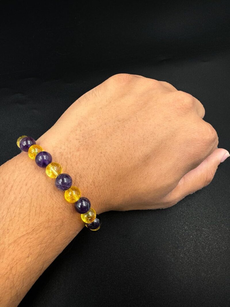 REBUY Citrine Amethyst Stone Bracelet,Size 8mm, Natural Gemstone | Charged Activated Energized Bracelets for Both Men & Women