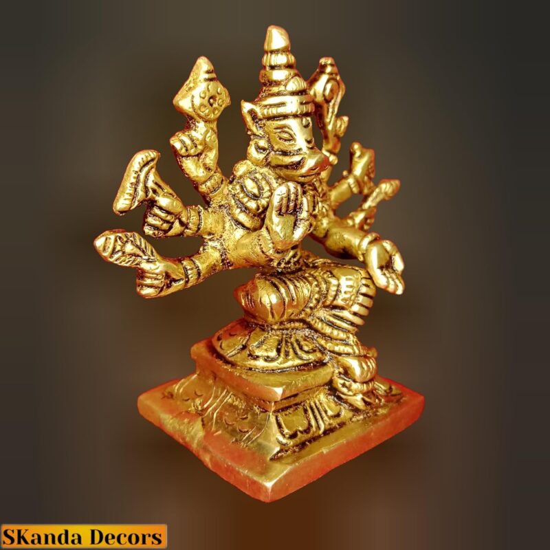 SKanda Decors Goddess Varahi Amman Idol, Pure Brass Antique Finish, 8 cm & 285 Grams, Ammavaru Varaha Devi Silai for Pooja Room, Ammavari Varakini Statue for Home Decor, Office Desk, Gifts