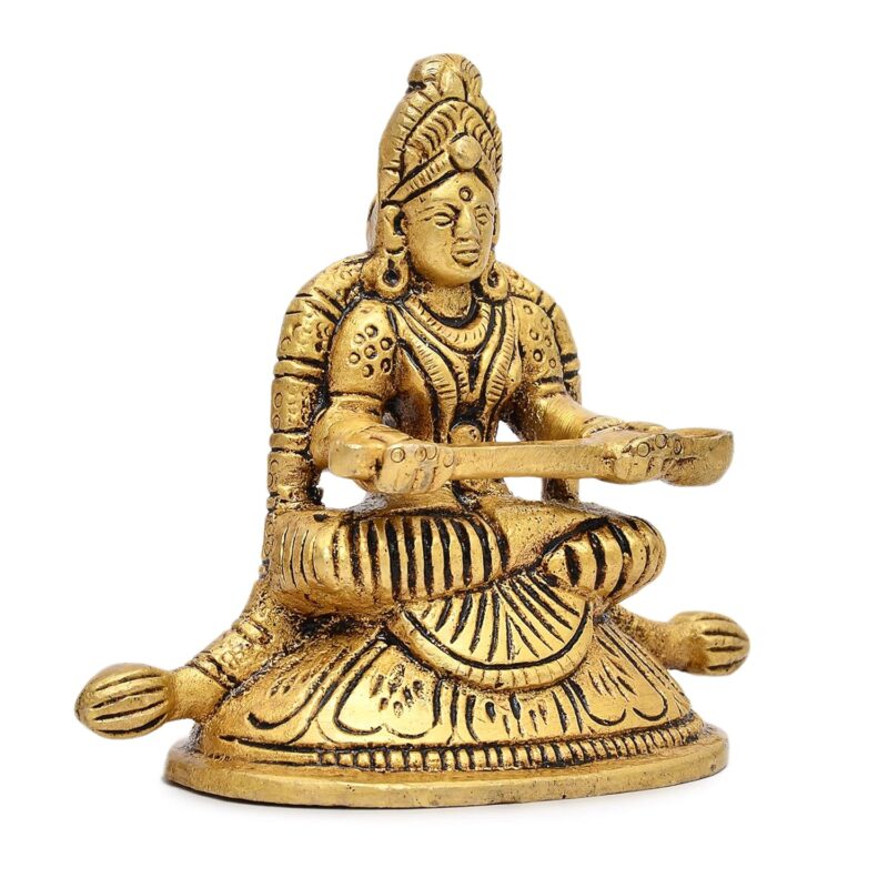 AargKraft™ Brass Annapurna Devi Idol Annapurni Maa Goddess of Food Statue of Hindu Goddess Pooja Idols Height - 2.67" Inches