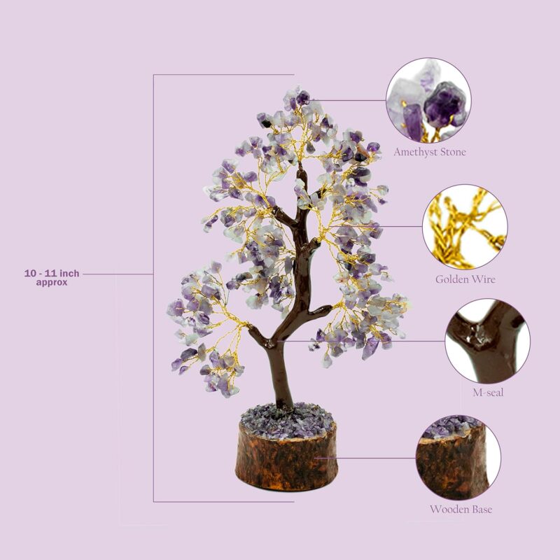 Vastu Vardan Amethyst Crystal Tree | 300 Beads | Gemstone Tree for Positive Energy, Wealth, Good Luck, Health, Meditation | Feng Shui & Vastu Tree for Office, Home Decor, Gift, Study Table