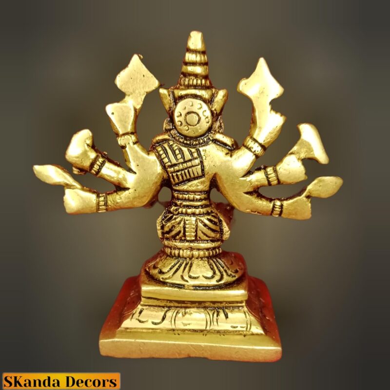 SKanda Decors Goddess Varahi Amman Idol, Pure Brass Antique Finish, 8 cm & 285 Grams, Ammavaru Varaha Devi Silai for Pooja Room, Ammavari Varakini Statue for Home Decor, Office Desk, Gifts