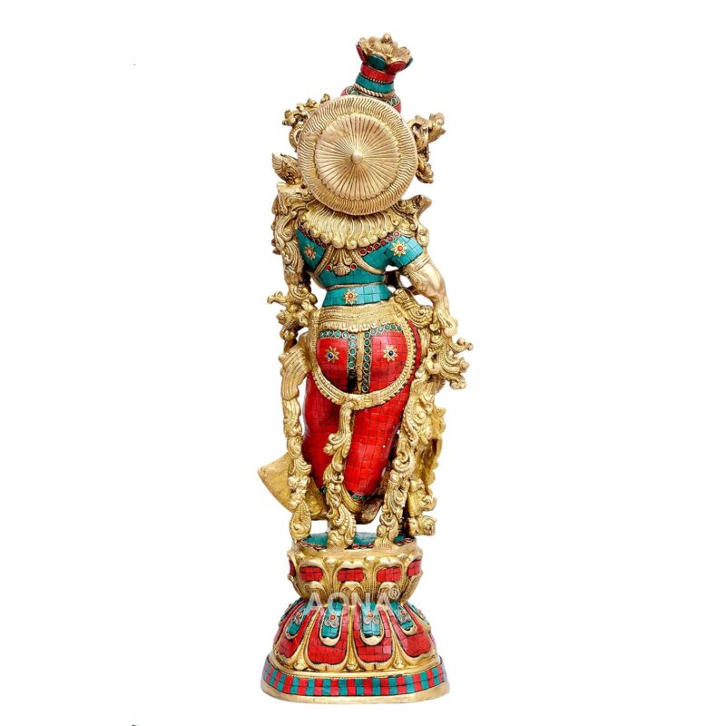 AONA Brass Pair of Big Size Radha Krishna Idol (Red, 29 x 9 x 6 Inches)