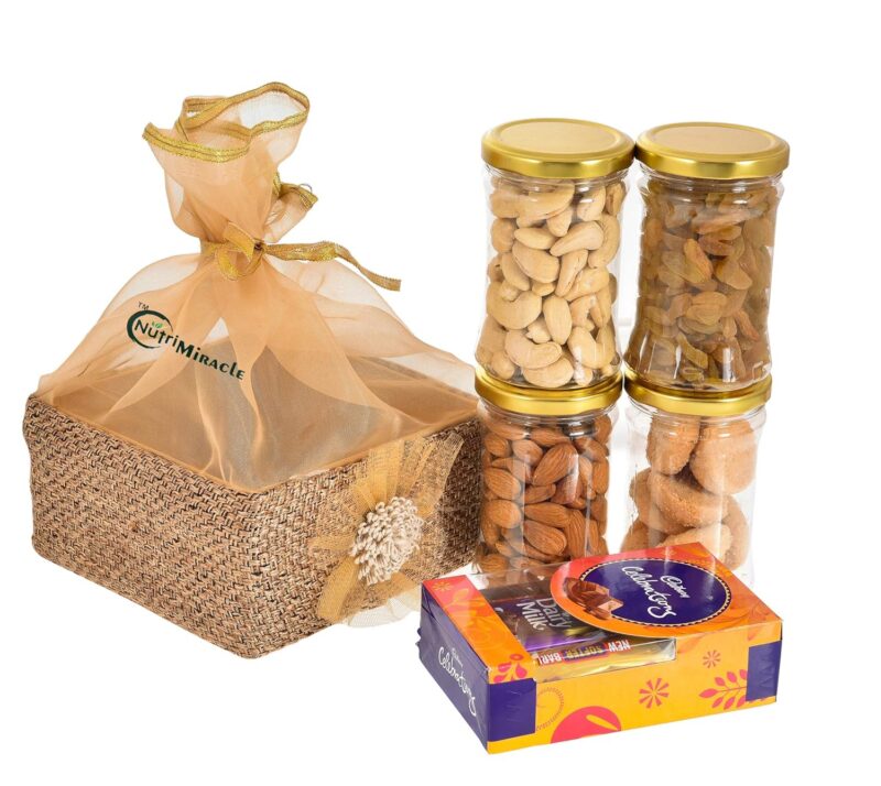 NUTRI MIRACLE Rakhi Gift Hamper With Dry Fruits | Rakhi Gift Hamper For Brother | Festive Gifts With Dry Fruits | Sister Gift