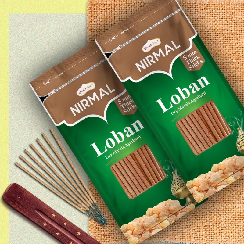 Shubhkart Nirmal Loban Dry Masala Agarbatti Zipper 125gms - 5mm Thick Sticks | Special Long Lasting Agarbatti for Puja, Havan, Rituals | Pooja Room Items for Aromatic Environment (Pack of 2)