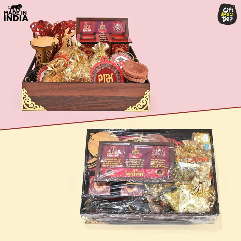 GKD Diwali Decorations All-in-One Kit – 9 Pooja Decor Items Including Diya, Diya Stand, Mini Mandir, Charan Paduk , Torans and Pooja Vidhi Instructions | Made in India | Eco-Friendly (9)