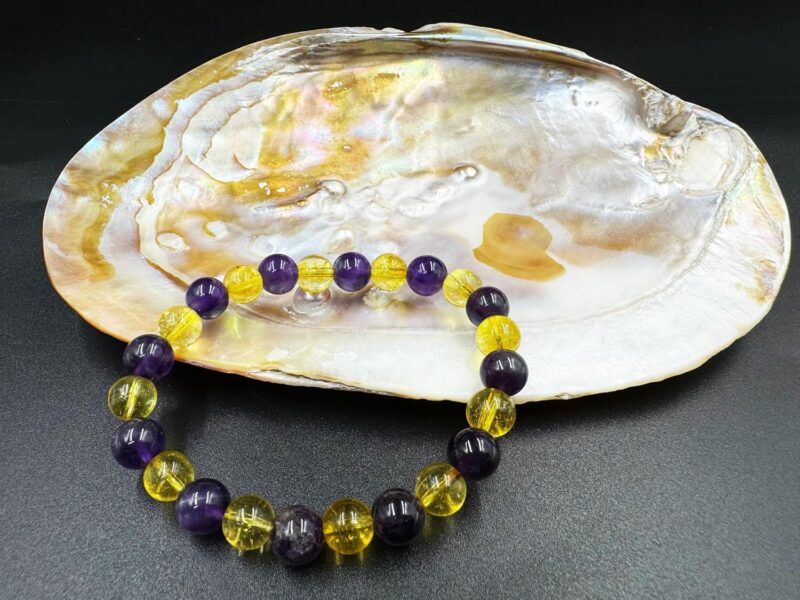 REBUY Citrine Amethyst Stone Bracelet,Size 8mm, Natural Gemstone | Charged Activated Energized Bracelets for Both Men & Women