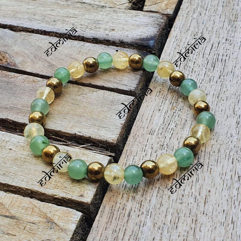 EDMIRIA Money Magnet Bracelet - Pyrite Citrine Aventurine Tiger Eye Amethyst- Attract Money Income Wealth Good Luck Abundance Prosperity Healing Natural Gemstone Bracelet