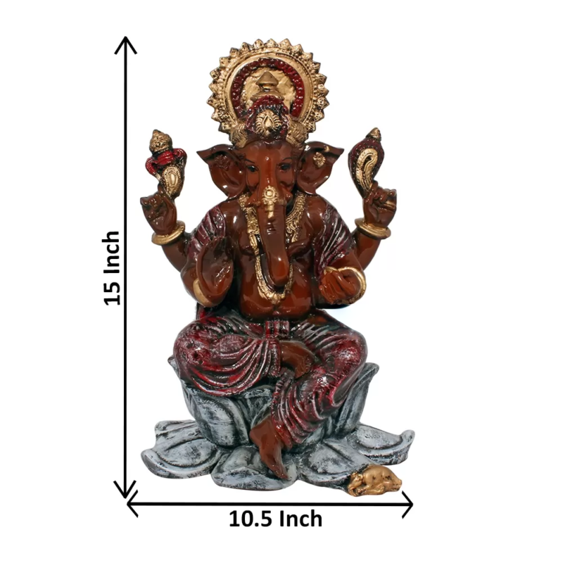 Lord Ganesha on Lotus Idol (15 inch)