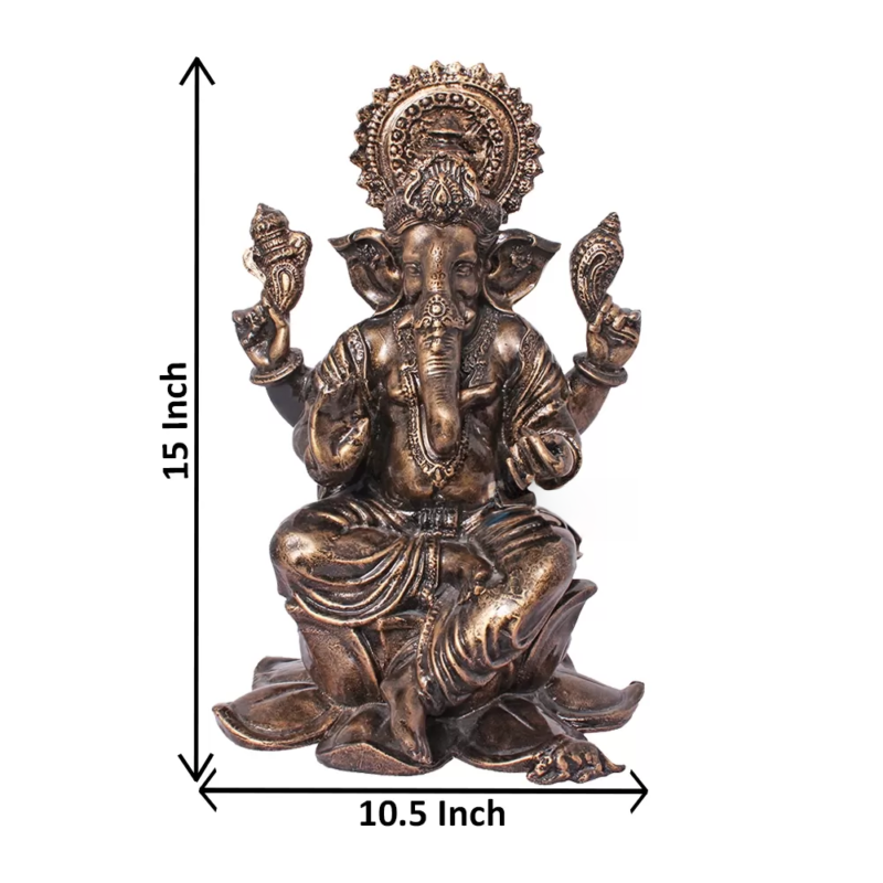 Lord Ganesha on Lotus Idol (15 inch)