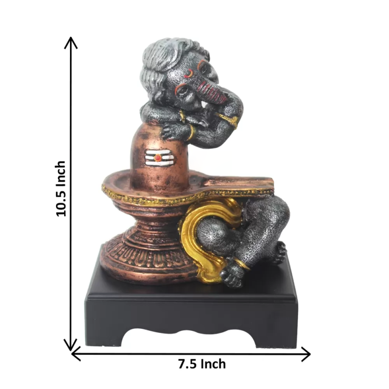 Ganesha Resting on Shivling Idol