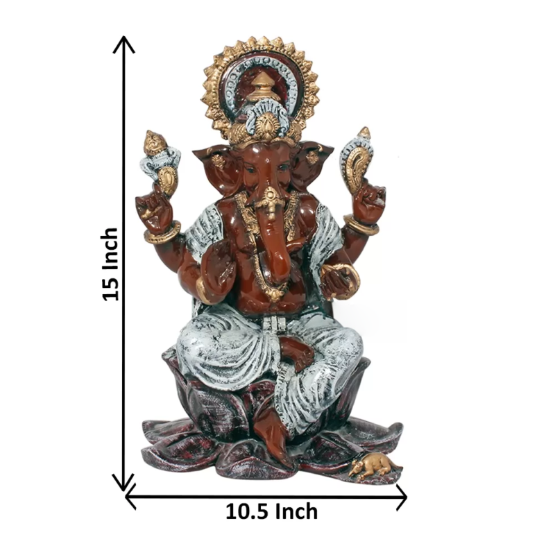 Lord Ganesha on Lotus Idol (15 inch)