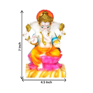 Vibrant Sitting Ganesha Idol with Glossy Finish