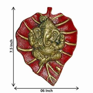 Lord Ganesha Wall Hanging on Red Leaf Design