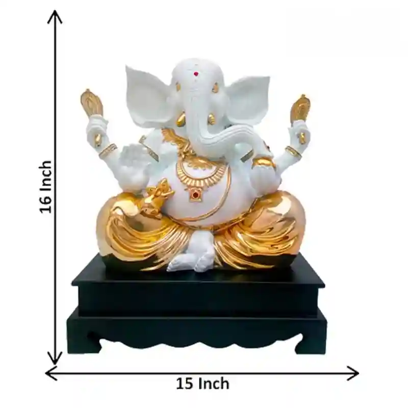 Gold-Plated Majestic Lord Ganesha Idol