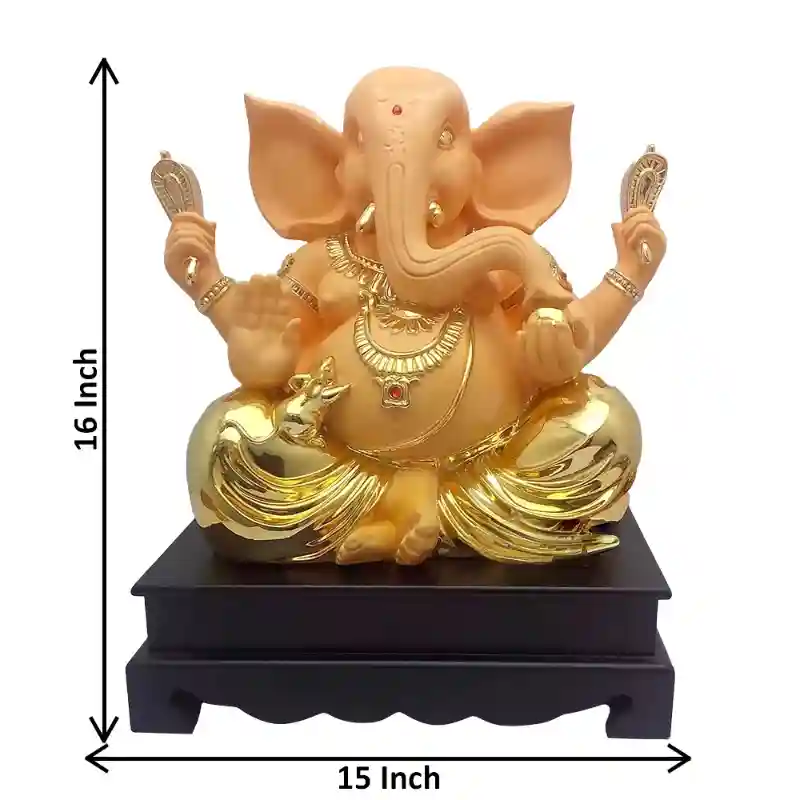 Gold-Plated Majestic Lord Ganesha Idol