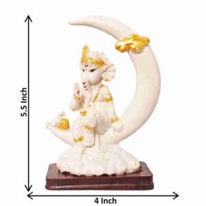 Elegant Moon Ganesh Idol in Matt Finish