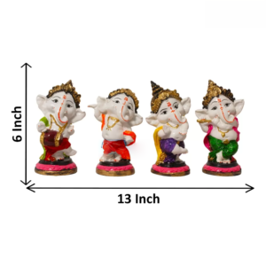 Set of 4 Musical Ganesha Idols
