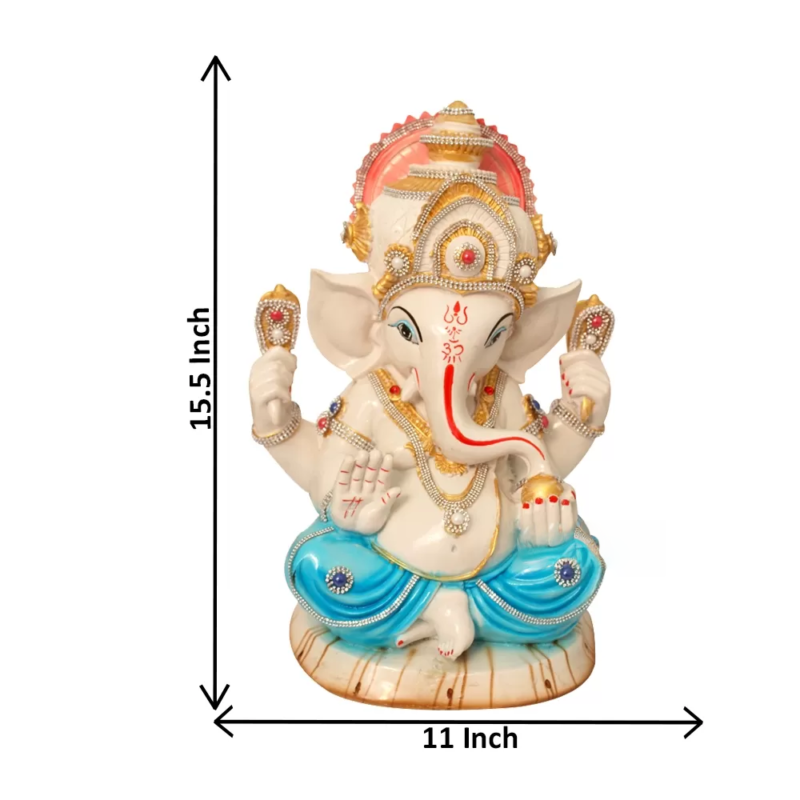 Lord Ganesha Idol with Mukut Gloss Finish 