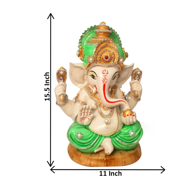 Lord Ganesha Idol with Mukut Gloss Finish 