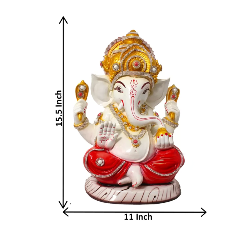 Lord Ganesha Idol with Mukut Gloss Finish 