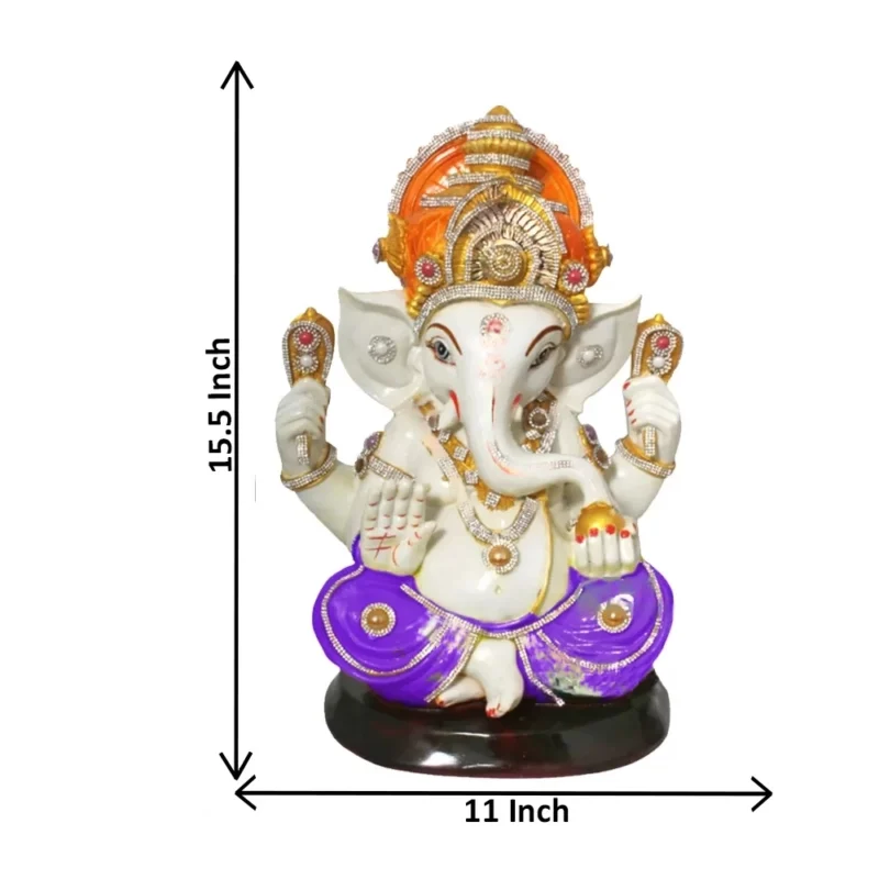 Lord Ganesha Idol with Mukut Gloss Finish 